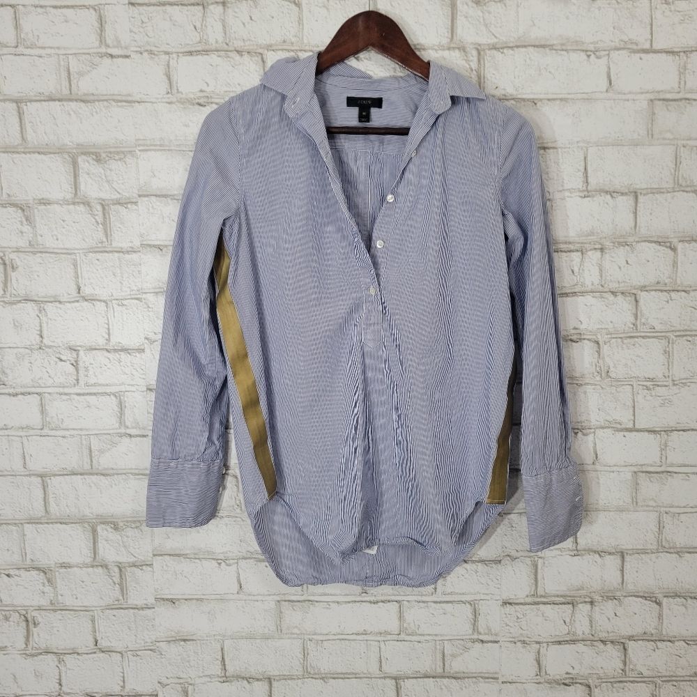J‎ Crew half button down stripe top